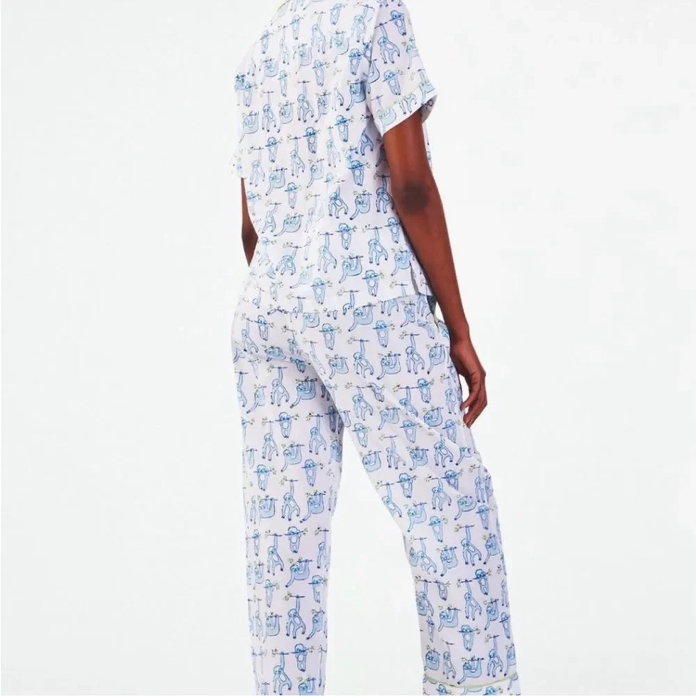 NEW NWOT Roller Rabbit Sleepy Sloth Liza Lounge Set Pants & Top Pajamas Size nXS